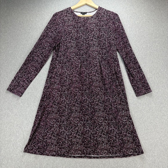 J. Jill Dresses & Skirts - JJill Dress‎ Womens M Tall Purple Stretch Flowy Abstract Long Sleeve Knee Length